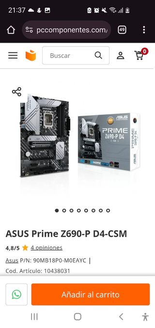 ASUS Prime Z690-P D4 Nueva a estrenar