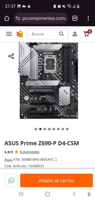 ASUS Prime Z690-P D4 Nueva a estrenar