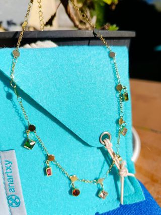 Collar acero dorado/abalorios Anartxy