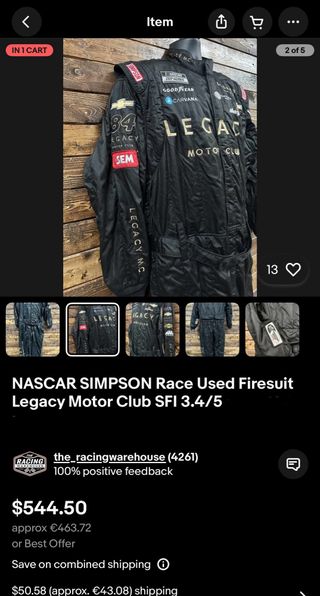 Chevrolet Camaro Traje Carreras Nascar Legacy MC