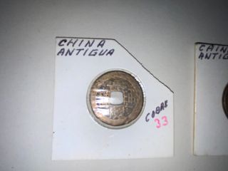 2 Monedas viejas chinas de cobre agujero cuadrado