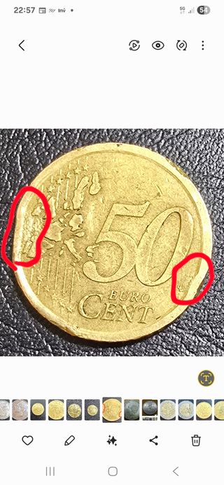  50 centesimi rari, con errori di conio