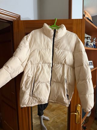 Abrigo Hombre Zara Plumas Plumífero Beige