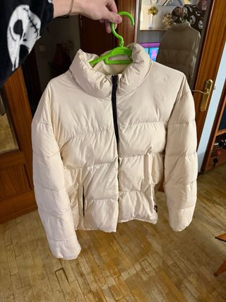 Abrigo Hombre Zara Plumas Plumífero Beige
