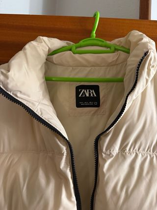 Abrigo Hombre Zara Plumas Plumífero Beige