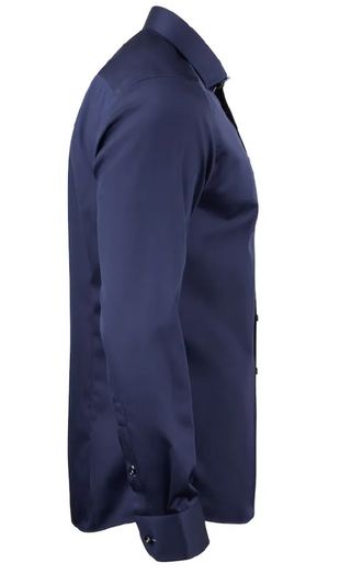 Camicia aderente a manica lunga da uomo in blu T.L