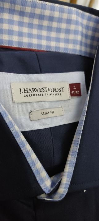 Camicia aderente a manica lunga da uomo in blu T.L