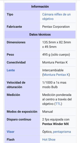 Cámara analógica Pentax