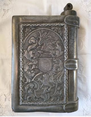 Antico flacone peltro sec XIX