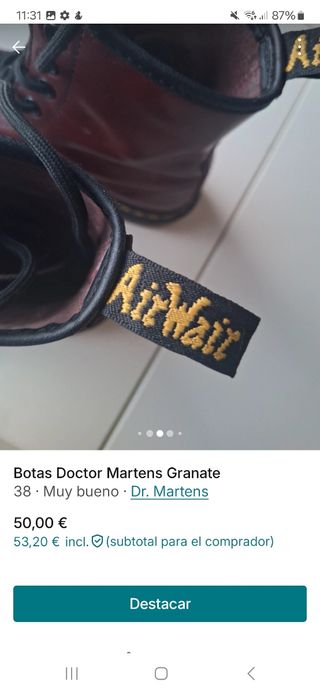 Botas Dr. MARTENS mujer 38 Granate