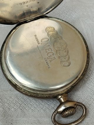 Antico orologio da tasca Omega in argento funziona