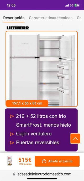 Nevera Liebher 157 cm