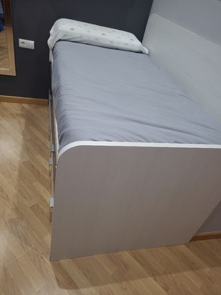 CAMA DE NIDO DOBLE BLANCA Y GRIS.