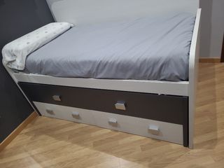 CAMA DE NIDO DOBLE BLANCA Y GRIS.