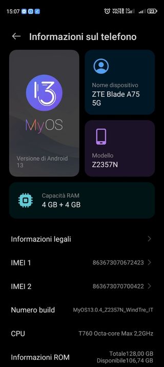 Smartphone ZTE A75 128gb