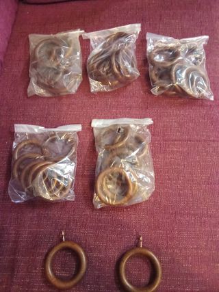 Anillas madera cortina diámetro 60 mm roble