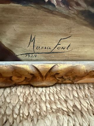 Cuadro floral con simpático perro