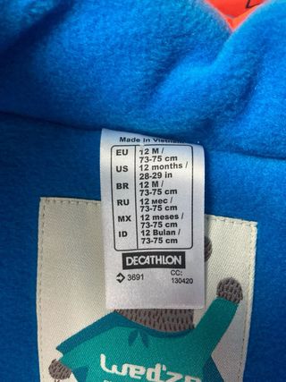 Mono esquí y nieve Impermeable Bebé Wedze