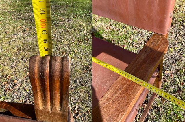 ANTIGUA SILLA FRAILERA DE NOGAL Y CUERO S. XIX