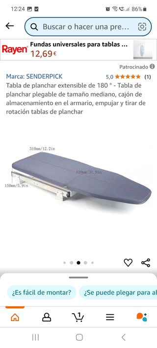 Tabla planchar plegable y retractil