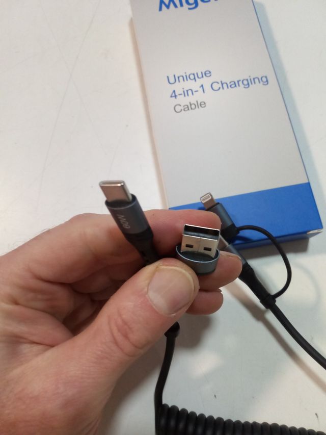 4 in 1 Cavo Lightning Spirale 1.2m USB C Caricabat