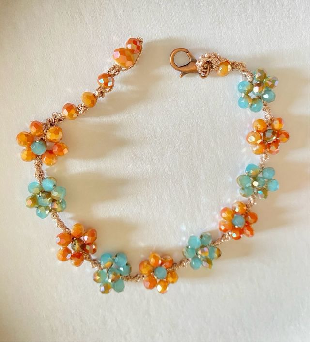 Bracciale cristallini colorati a fiore