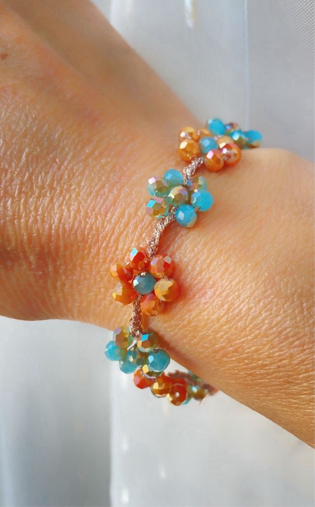 Bracciale cristallini colorati a fiore