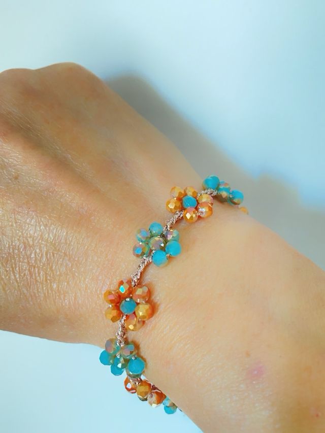 Bracciale cristallini colorati a fiore