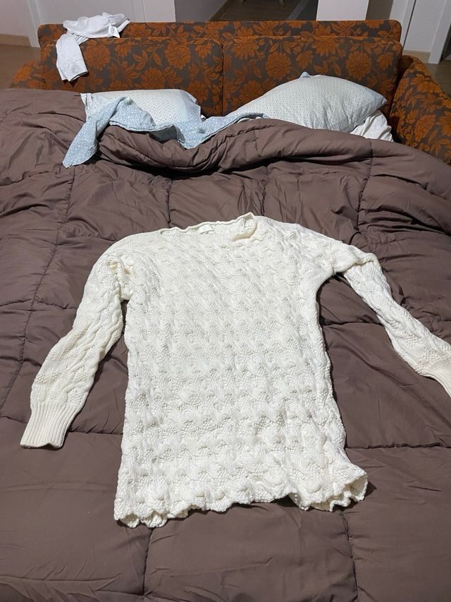 Maglione pullover 100 per cento lana merino panna