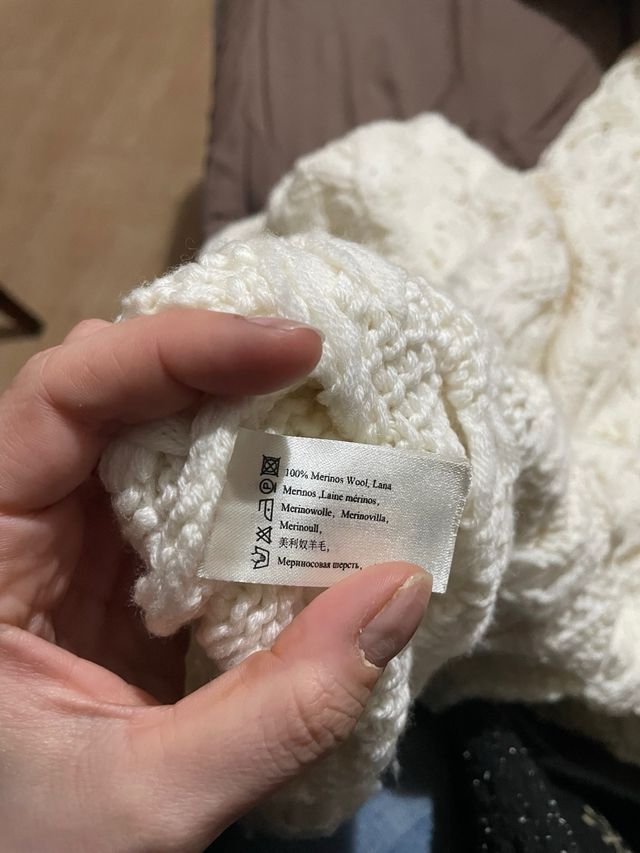 Maglione pullover 100 per cento lana merino panna