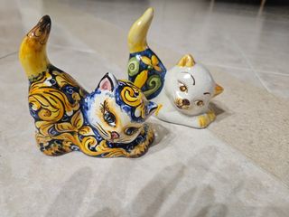 Portacandele/coppie animaletti/ farfalla in ceram