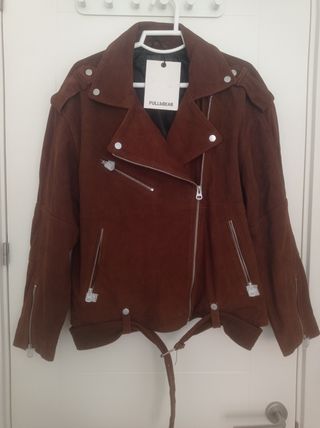 Chaqueta biker piel ante Pull