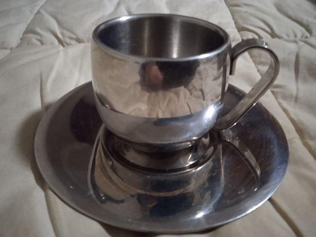 servizio caffè 6 persone in acciaio Inox + 6 cucch