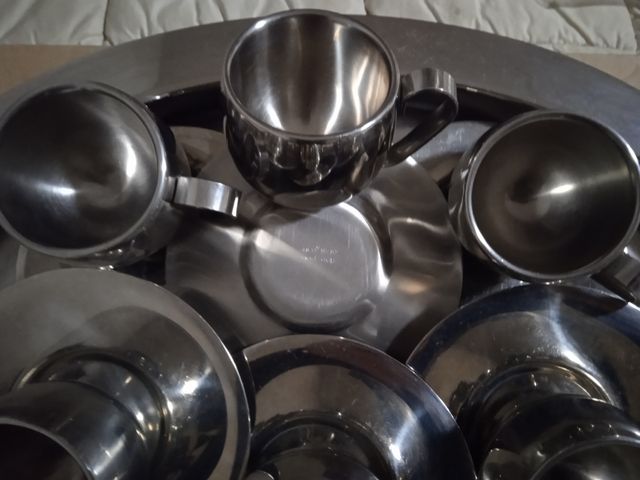 servizio caffè 6 persone in acciaio Inox + 6 cucch