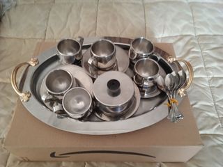 servizio caffè 6 persone in acciaio Inox + 6 cucch