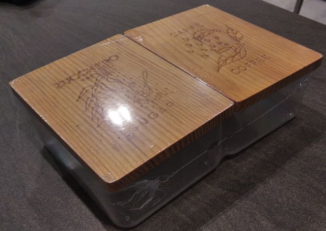 2 contenitori zucchero e caffè in LEGNO