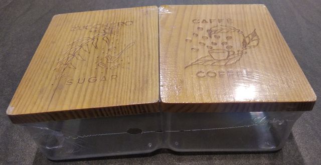 2 contenitori zucchero e caffè in LEGNO