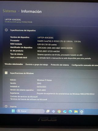 Portatil ASUS F509JB EJ003T gris perfecto estado