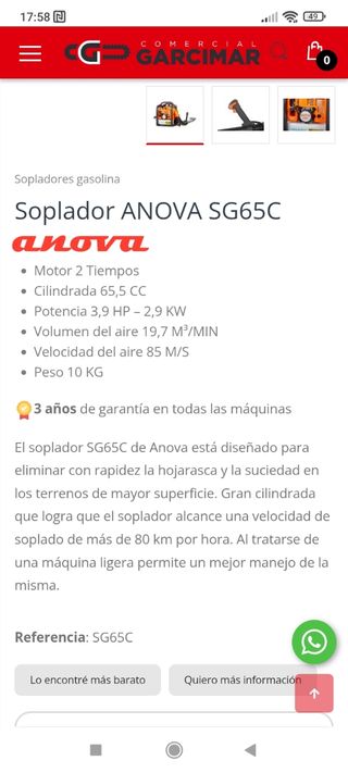 Sopladora ANOVA SG65C