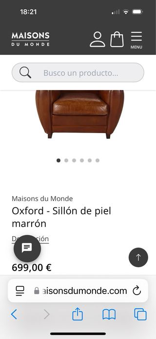Sillon oxford viejo piel marron