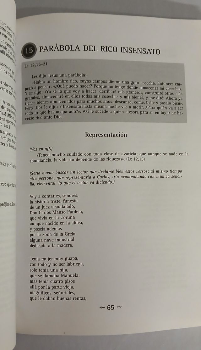 PARÁBOLAS, Escenificacion de 25..