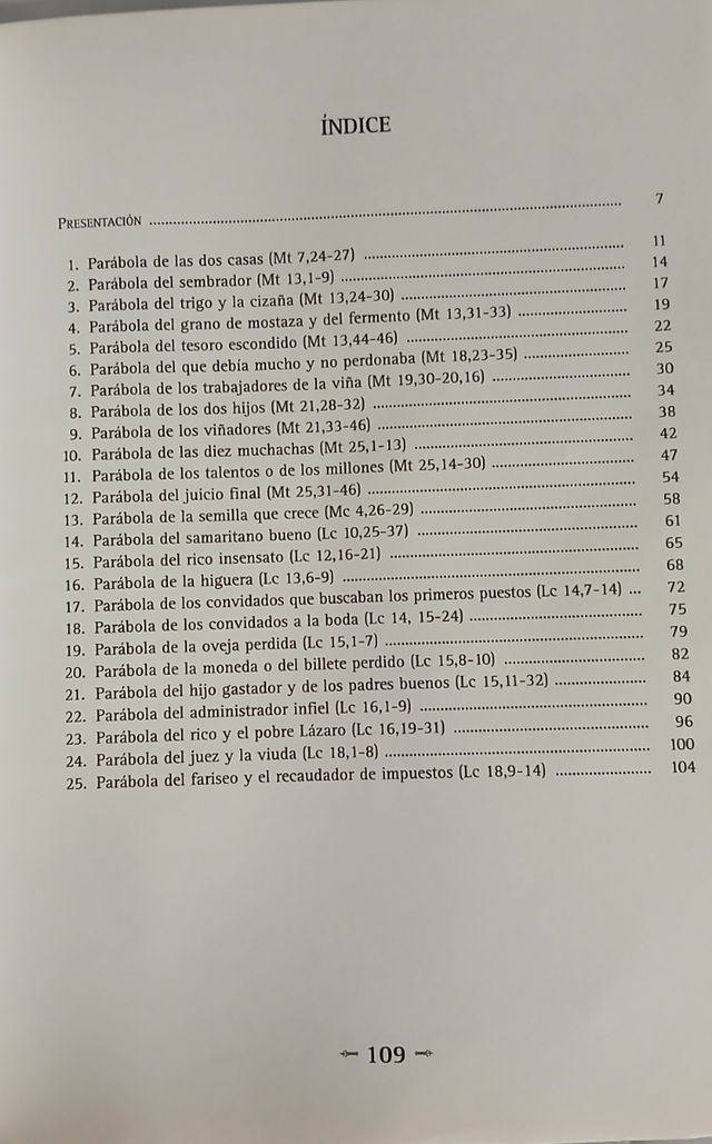 PARÁBOLAS, Escenificacion de 25..