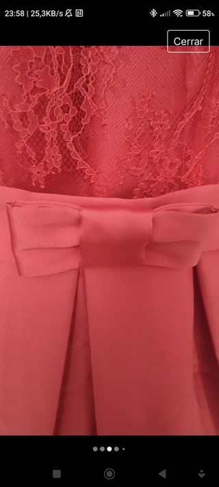 Vestido fiesta en seda y poliéster