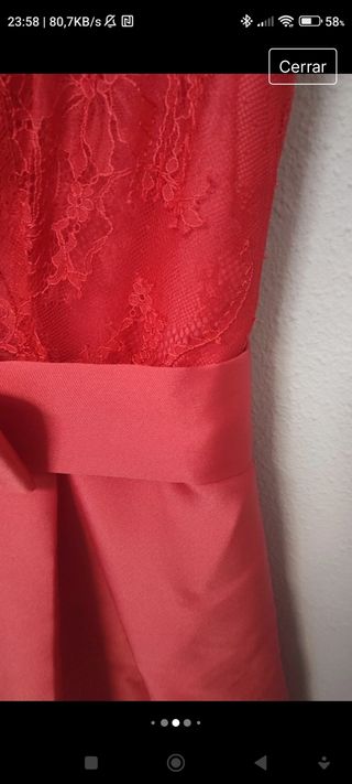 Vestido fiesta en seda y poliéster