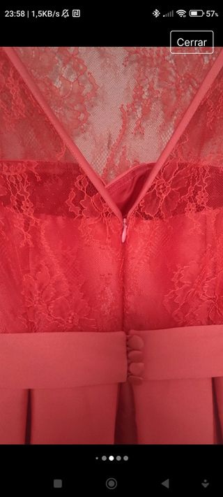 Vestido fiesta en seda y poliéster