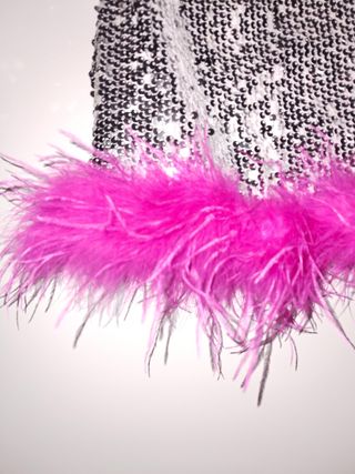 Minifalda lentejuelas y plumas