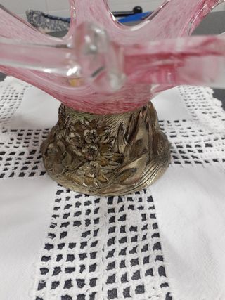 Centrotavola in vetro con base placcato argento