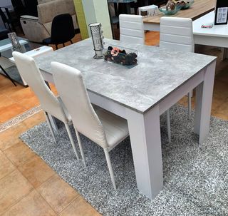 MESA COMEDOR EXTENSIBLE BLANCA Y GRIS