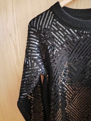 Jersey Vestido de lentejuelas negro talla unica