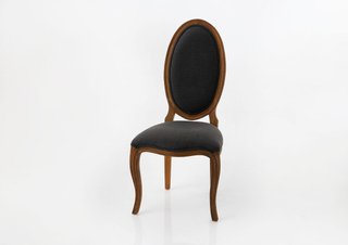 Silla medallon de caoba tapizada